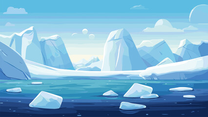 Iceberg in the sea. Arctic ice landscape.