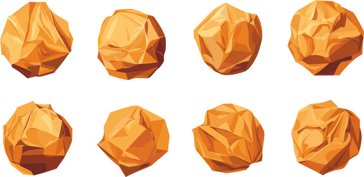 Set of crumpled paper balls