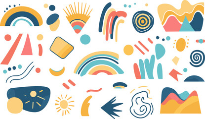 Decoration elements collection. Colorful design abstract elements. Isolated vector shapes