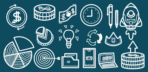 Simple Business icon with hand draw 