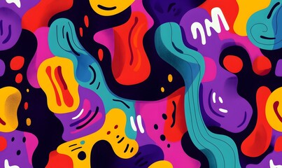 Obraz premium Abstract seamless pattern with colorful organic shapes, vector illustration, Generative AI