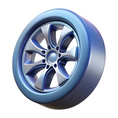 Obraz premium Car wheel isolated on a white background with alloy rim and rubber tire