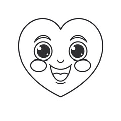 Obraz premium Linear heart emoji with happy face on transparent png background