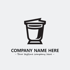 Cup illustration black and white for logo company vector image
