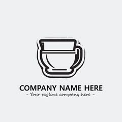 Cup illustration black and white for logo company vector image

