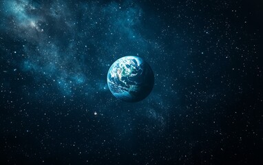 Obraz premium Beautiful view of Earth in deep space surrounded by stars and cosmic clouds