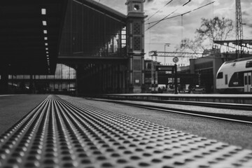 Perspective Railway Station in Black and White Artistic Composition