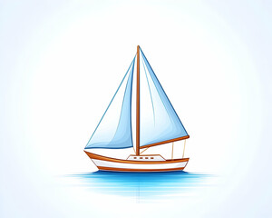 A simple cartoon image of a sailboat on the water against a bright background