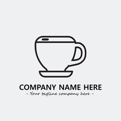 Cup illustration black and white for logo company vector image
