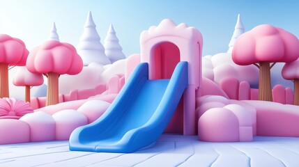 Cute Pink Play Area with Slide