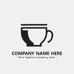 Cup illustration black and white for logo company vector image
