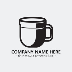 Cup illustration black and white for logo company vector image
