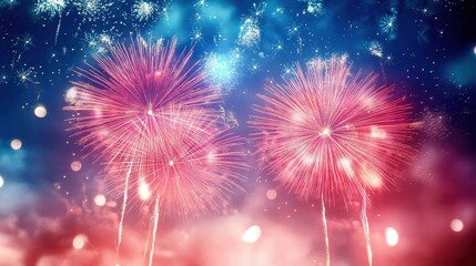 Fototapeta premium Colorful Fireworks Display in the Night Sky