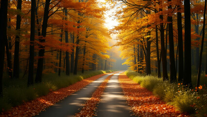 Mindful Travel: Strolling Through an Autumnal Forest of Golden Leaves in Eco-Friendly Style