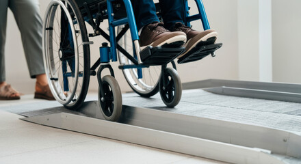 Accessibility ramp provides ease of movement for individuals using wheelchairs in public spaces