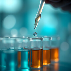Chemical Experiment: Pipette and Test Tubes in Laboratory Research