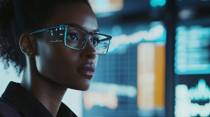 A data scientist applying AI for predictive modeling in financial markets, modern financial analysis lab with AI-driven tools analyzing stock market trends and economic data, Futuristic style