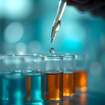 Chemical Experiment: Pipette and Test Tubes in Laboratory Research