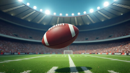 Dynamic Football Action: Spiraling Pass Moments Before Catch - Stock Photo Concept with Space