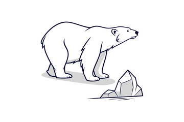 Minimalist vector illustration of a polar bear standing with a small ice shard beside it