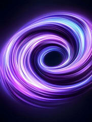 Abstract swirling neon vortex of purple and blue light