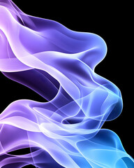 Abstract swirling purple and blue smoke on black background