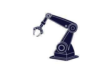 Minimalist vector illustration of a robotic arm with a single claw