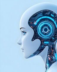 AI head profile, futuristic, robotic