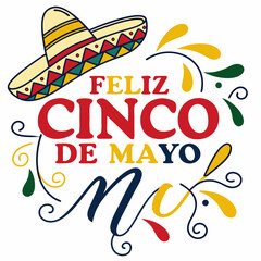 Feliz Cinco de Mayo! Festive Mexican Hat Design with Swirls