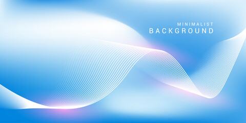 Abstract blue gradient background with shining lines waves. Minimalist background for banner, poster, cover, brochure, flyer, website