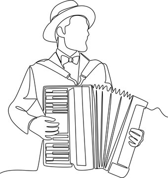 line art musician playing accordion clip art preview