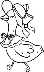 Cute Goose Cottagecore Animal Farm Outline Hand Drawn