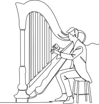 line art harpist playing harp clip art preview