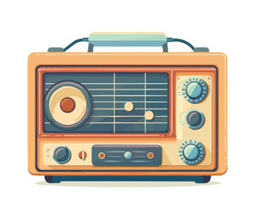 Fototapeta premium Vintage retro radio with dials and speaker in classic design.