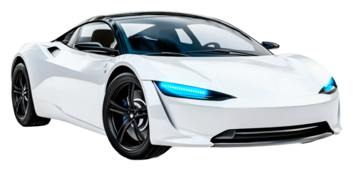 Electric sports car showcase modern city vehicle urban side view cut out