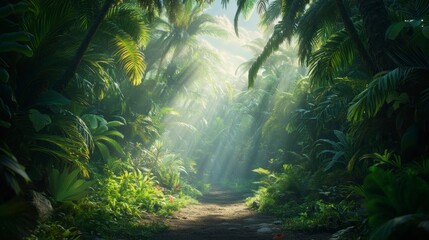 Lush Jungle Path Sunlight