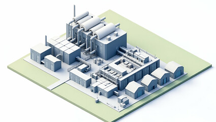 Isometric Illustration of a Modern Paper Mill Factory Layout and Workflow