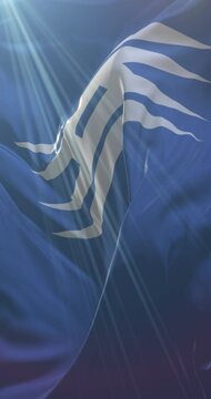 Flag of Hyogo Prefecture, Japan. Loop. 4K Vertical