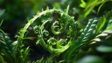 Spiral Fern Fiddlehead in Forest