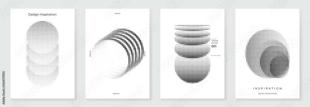 Poster abstract monochrome gradient poster background vector set. modern cover template with black and whit