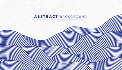 Abstract blue water wave line pattern background. Wavy art wallpaper. Japanese style concept. Vector illustration.