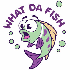 Surprised Cartoon Fish Character, 