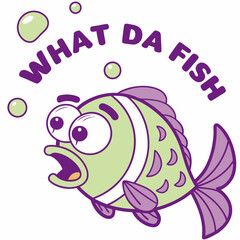 Surprised Cartoon Fish with Bubbles, 