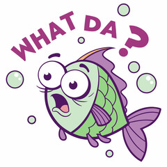 Surprised Cartoon Fish Character Saying 
