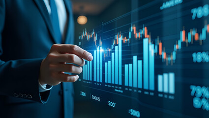 Business Professionals Analyzing Growth Metrics with Financial Graphs