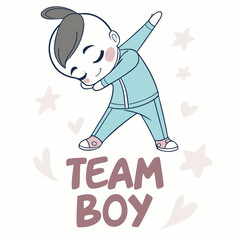 Adorable Cartoon Baby Boy Dabbing, Team Boy Design
