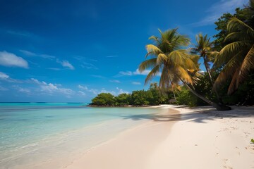 Obraz premium Beach Landscape With Sand, Sea, and Blue Sky