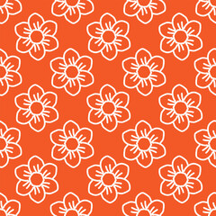 seamless pattern simple flower orange color background