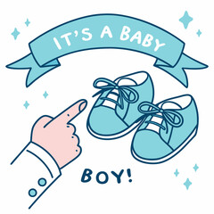 It's a Boy! Baby Shower Announcement with Cute Blue Shoes