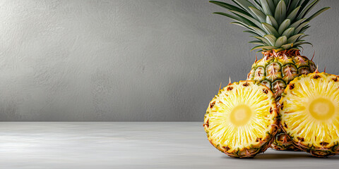 Exotic Delight: Capture the vibrant essence of a ripe pineapple, showcasing its textures and inviting viewers on a journey of tropical flavors